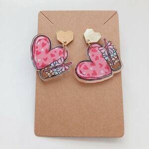 Fashion Jewelry Pink Heart Earrings